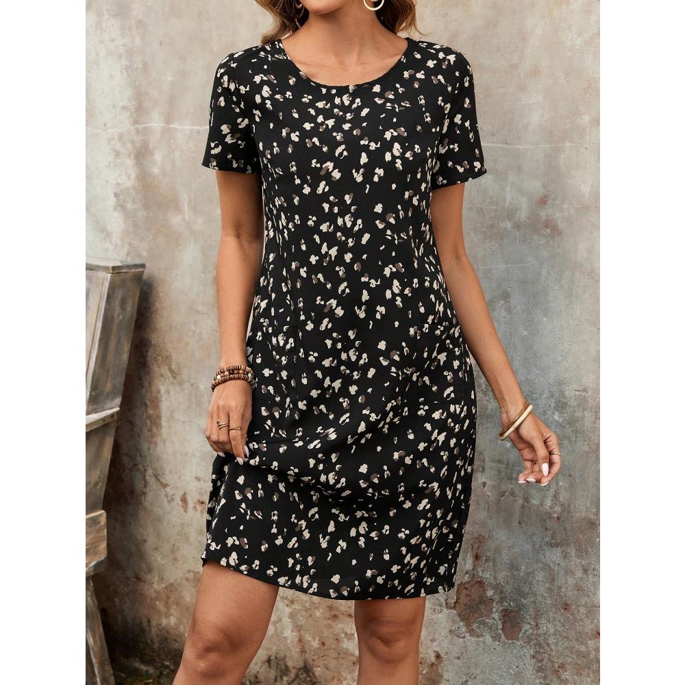 Fashion Casual Floral Print Women's Dress Short Sleeve Mini Dress Beach Vacation Dress Y2k Sexy Dress Casual Nightie Homewear