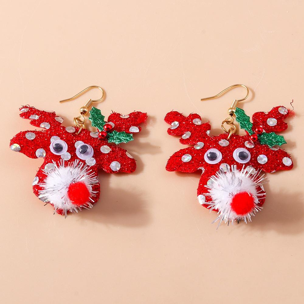 Xmas Tree Christmas Drop Earrings Party Festival Wreath Circle Earrings New Year Earrings  Holiday