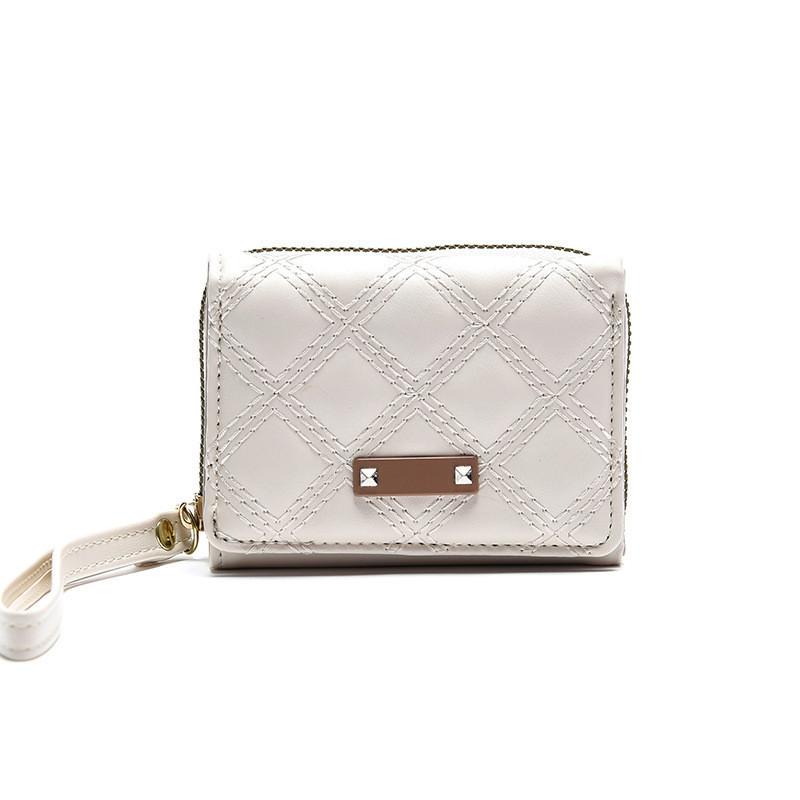 Корейский стиль ПУ кошелек женский короткий абзац маленький свежий ветер студенческая сумка для карт большая вместимость многоцветный внешняя торговля кошелек оптом White