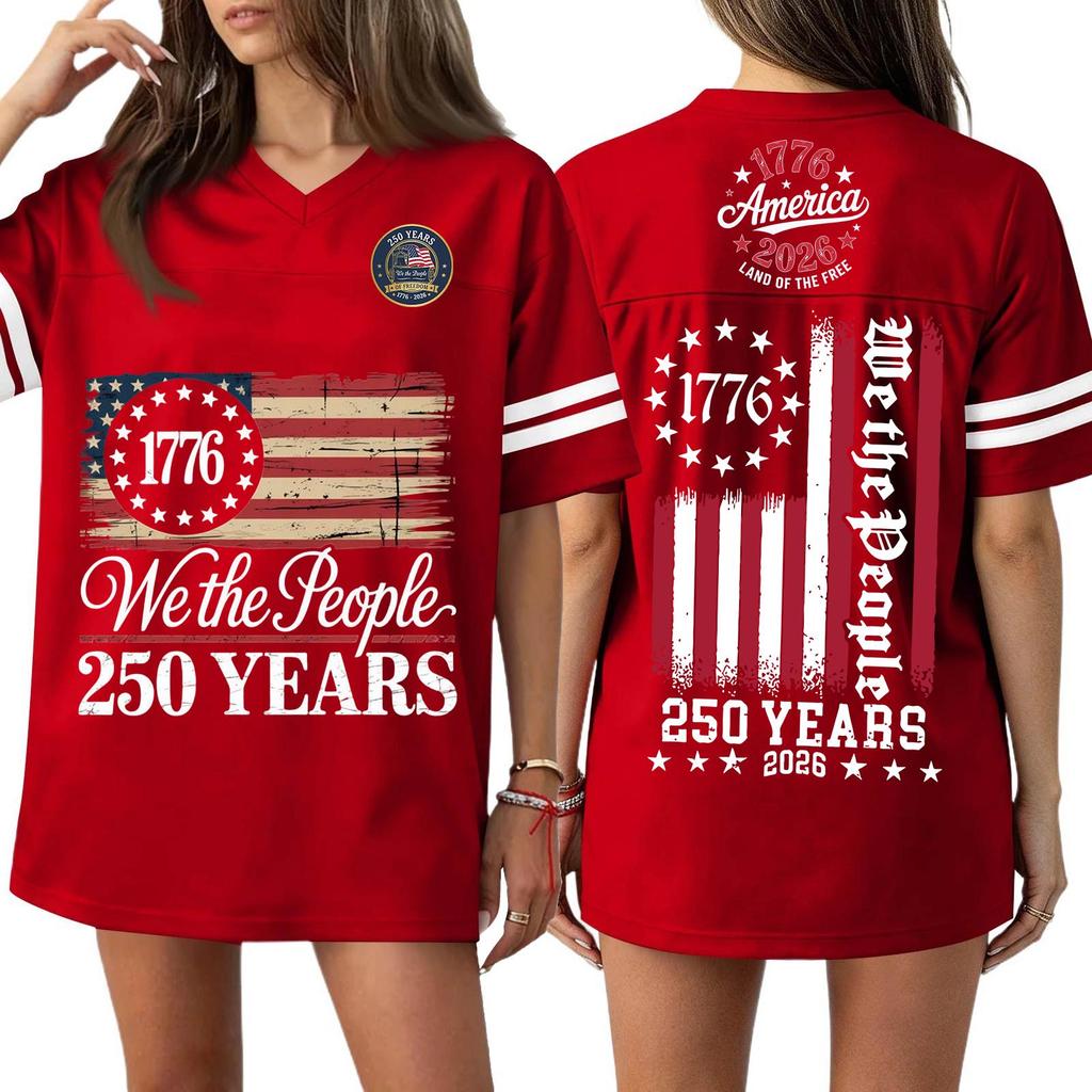 Women's Casual Fashion V-Neck Sports Independence Day Print Short Sleeve Sports T-Shirt Top