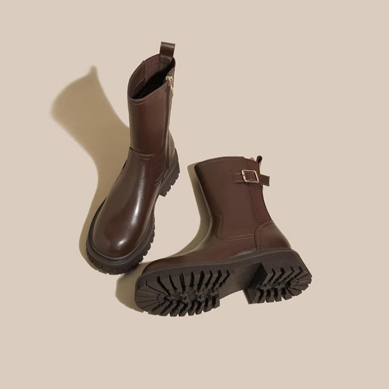 

Дымовые трубы-сапоги для женщин . Популярные в этом году осенне-зимние европейские короткие ботинки для женских ботильонов 40