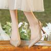 2025 Neue Sommerliche Prägnante Spitzschuh Damenpumps Mode Kette Riemchen hinten Hohe Absätze Party Kleiderschuhe Slingback Sandalen