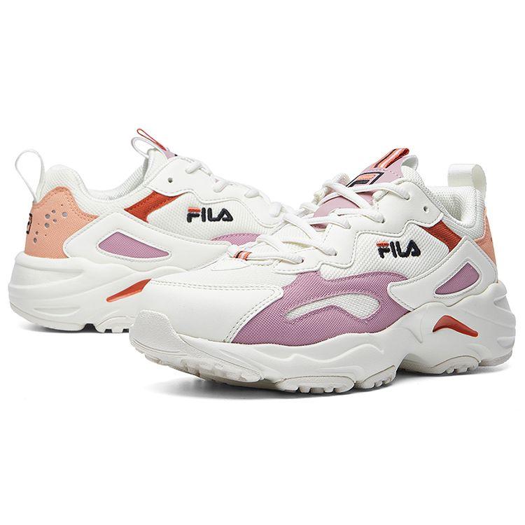 Fila Tracer Fabric Synthetic Leather Round Toe Comfortable Shock Absorbing Wear Resistant Breathable Low Top Dad Shoes Women Sneaker F12W041104FSP