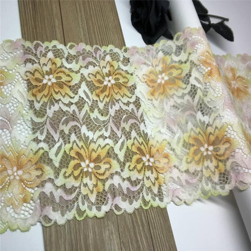 Multicolor Stretch Lace, 19.5cm wide Elastic Stretchy Spandex Mesh Lace Fabric for Lingerie, Bra, Underwear, Dress, Garment, Sewing & Crafting