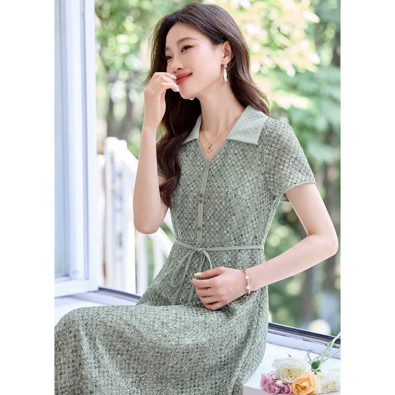 Sanpowa Women s Tie-Waist A-line Summer Dress M