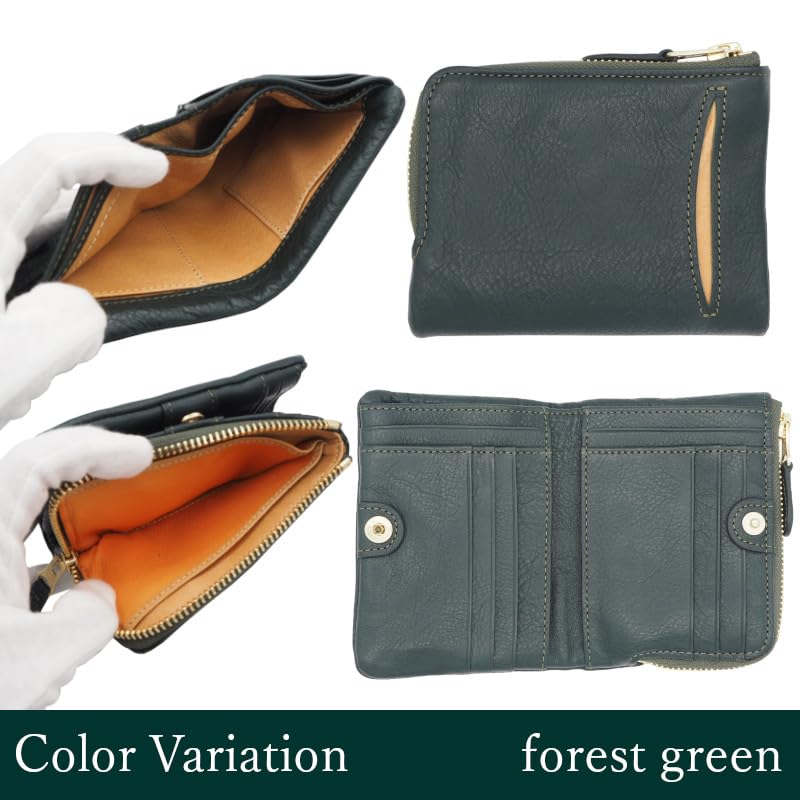 [Kanazawaichikyurokuichi] Bifold Wallet Earth Forest Green