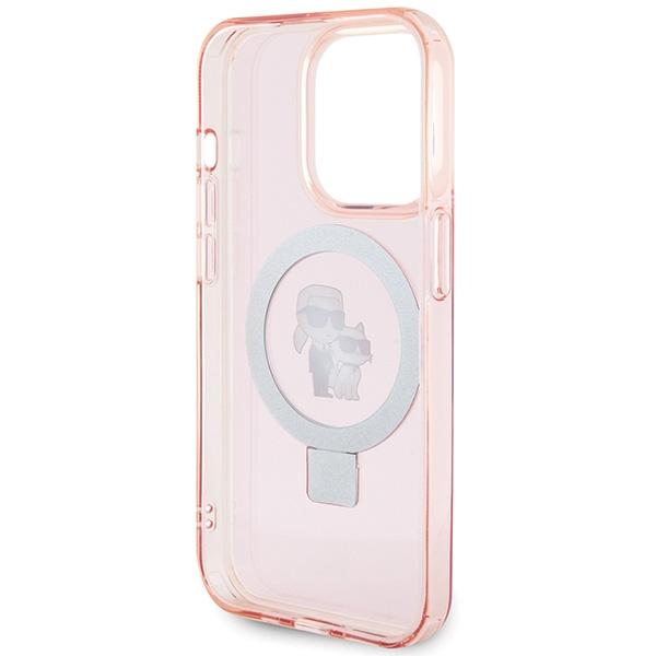 Karl Lagerfeld KLHMP15LHMRSKCP iPhone 15 Pro 6.1" Pink Hardcase Ring Stand Karl&Choupettte MagSafe