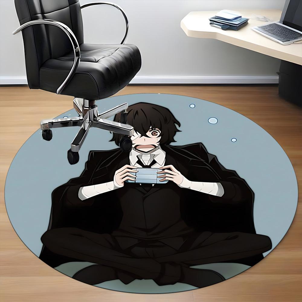 1 szt. Okrągły dywanik biurowy z postacią z anime, antypoślizgowy, miękki i trwały dywanik biurowy do dekoracji wnętrz, idealny do biura, piękna dekoracja