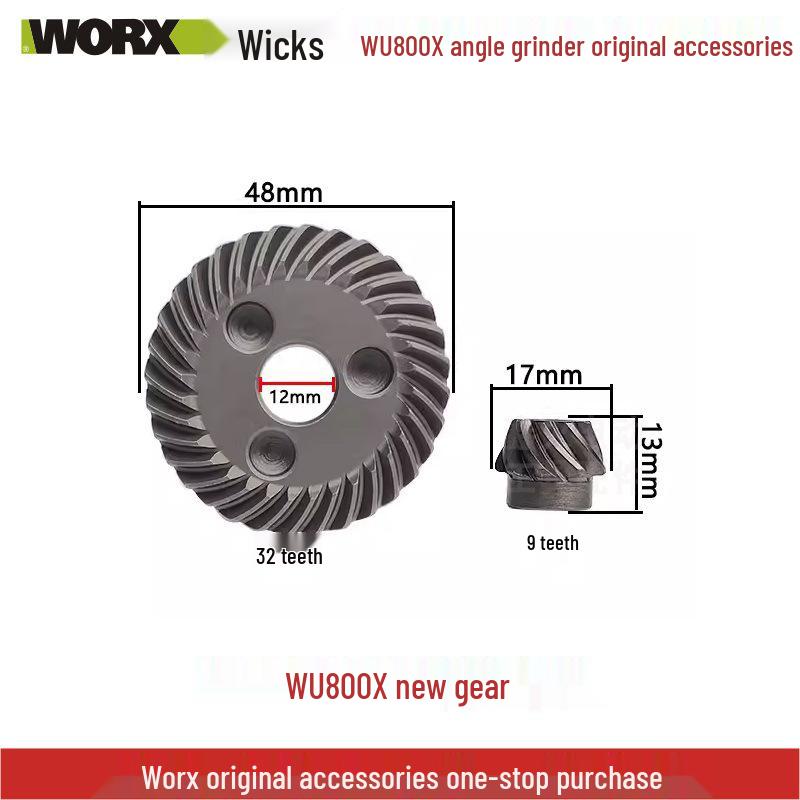 Wickes Angle Grinder Accessory Set: WU800X Head Shell, Carbon Brush, Gear Rotor, Stator, Switch Housing, Spindle.