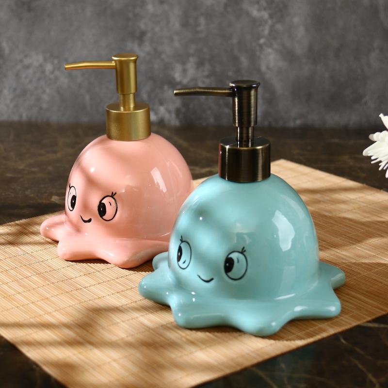 360ml Cute Octopus Ceramic Hand Wash Dispensing Bottle Bathroom Hotel Shower Gel Hair Conditioner Pressing Bottle cup dispenser