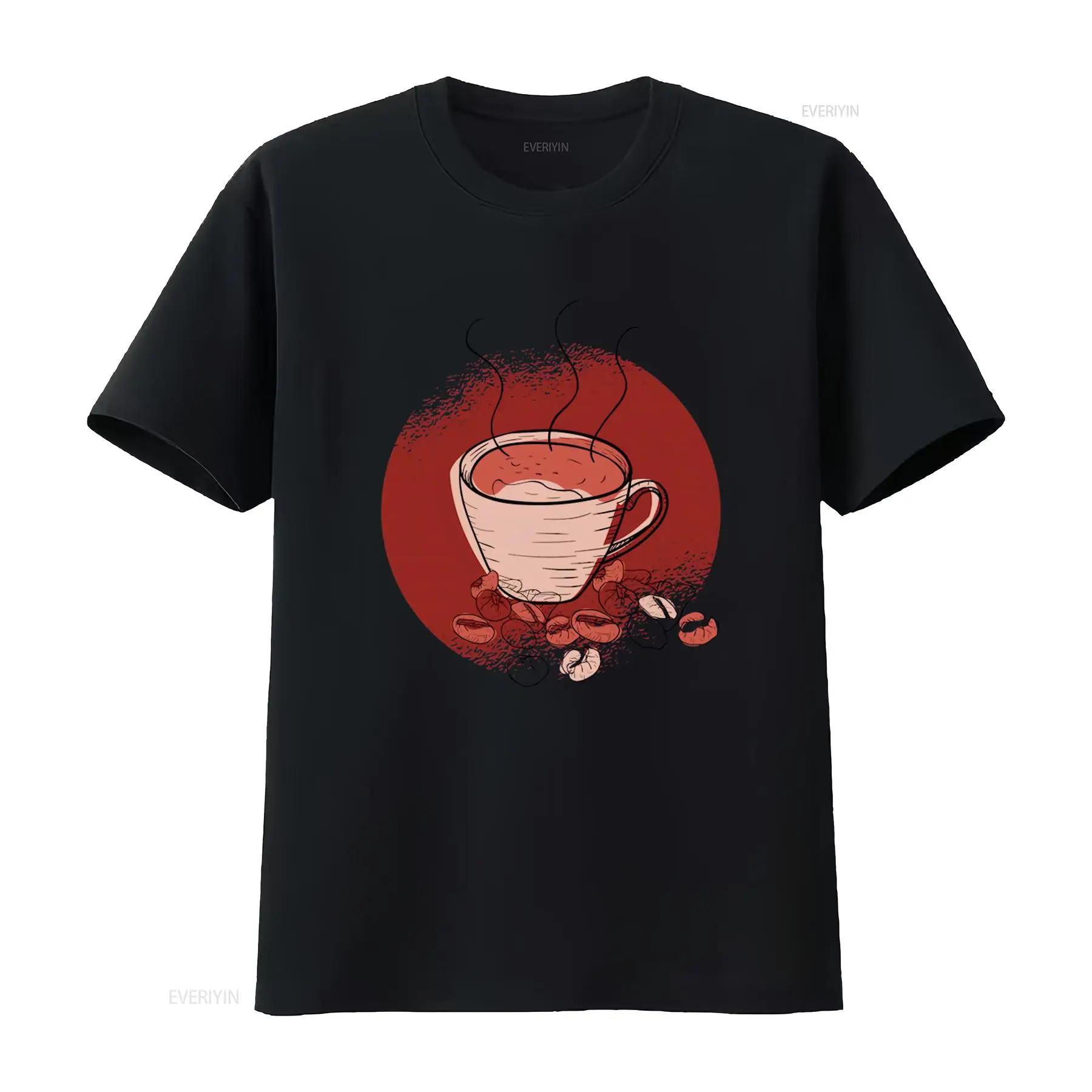 

Coffee Seeds And Mug Print T Shirt Best Feeling Everyday Perfect for Lovers vintage Washed Unisex fashion Stretched Slightly S разноцветный