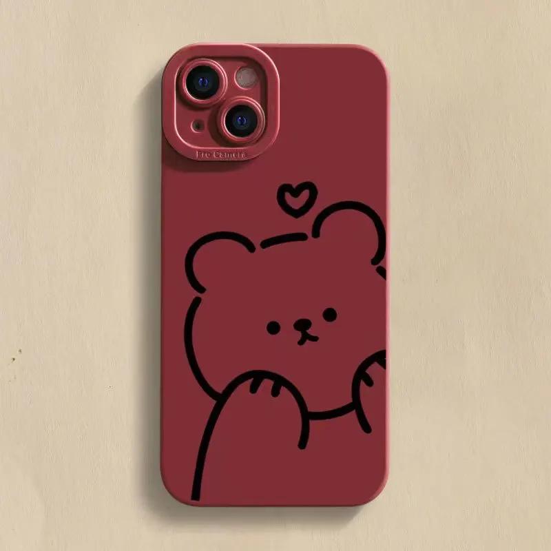 Minimalist Bear Silicone Phone Case For iPhone 16 15 14 13 12 11 Pro Max XS X XR 7 8 SE Back Cover Clear Funda