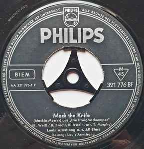 

7inch Record LOUIS ARMSTRONG HIS ALLSTARS Mack The Knife Back OTown Blues 321776BF Philips 1955 Germany Jazz Used