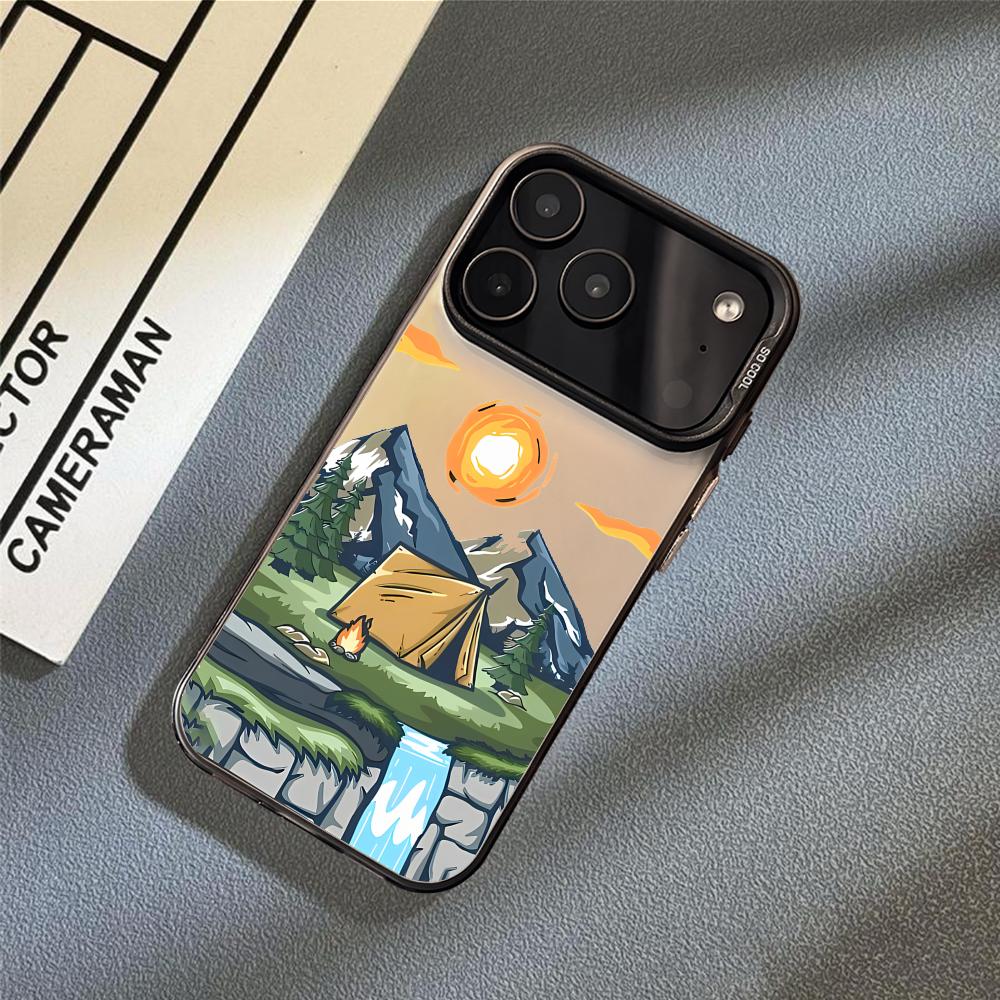 Mountain Graffiti Phone Case For iPhone 17 16 15 14 13 12 11 Pro Max Air Matte Laser Aurora Shockproof Funda
