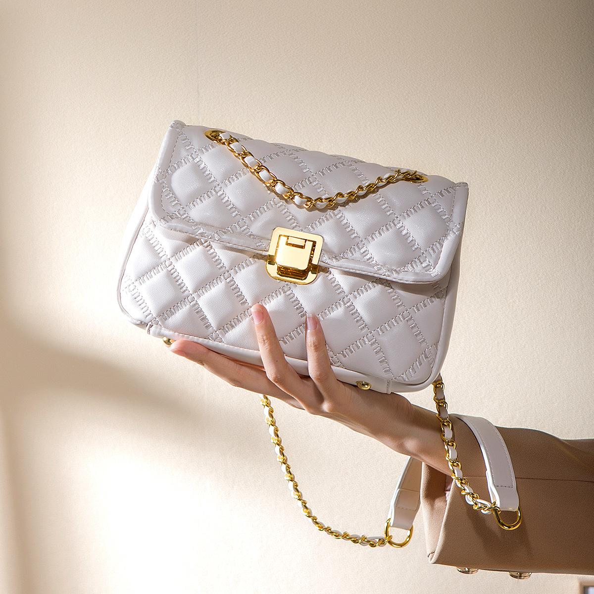 Versatile Casual Messenger Bag, Xiaoxiangfeng High-End Bag, Chain Bag, Women S Fashion Shoulder Women S Bag грязно-белый