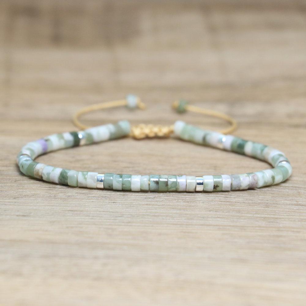 2x4mm Dainty Imperial Jasper Bracelet for Women Handwoven Adjustable Healing Stone Jewelry Alloy Main Material for Anniversary