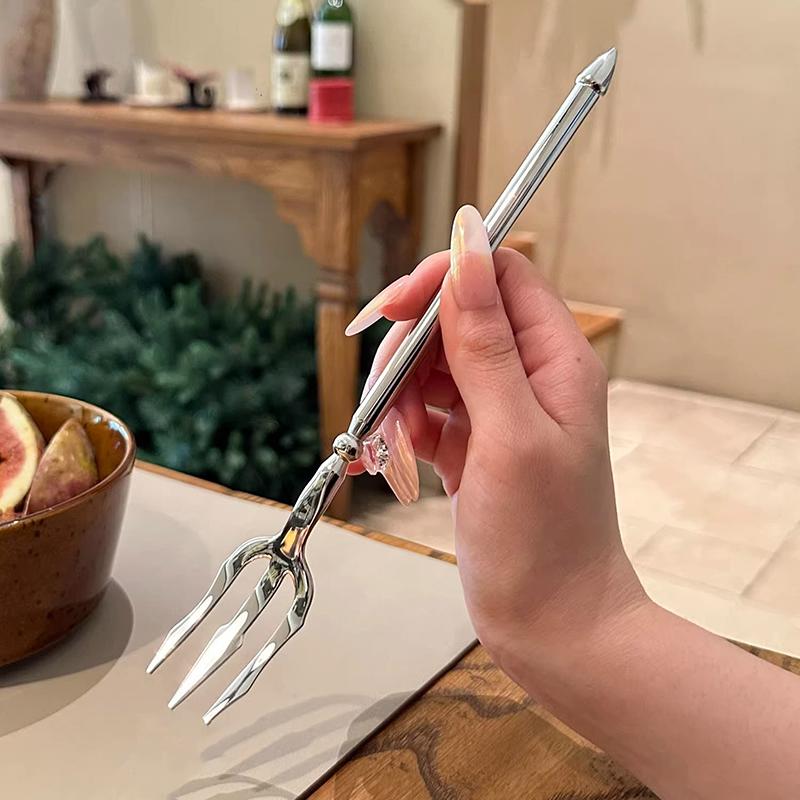 

Ложка из нержавеющей стали, вилка, вилка для фруктов, креативная вилка «Морской король», обеденная ложка, вилка для салата, обеденная вилка, вилка для пасты, уличная посуда