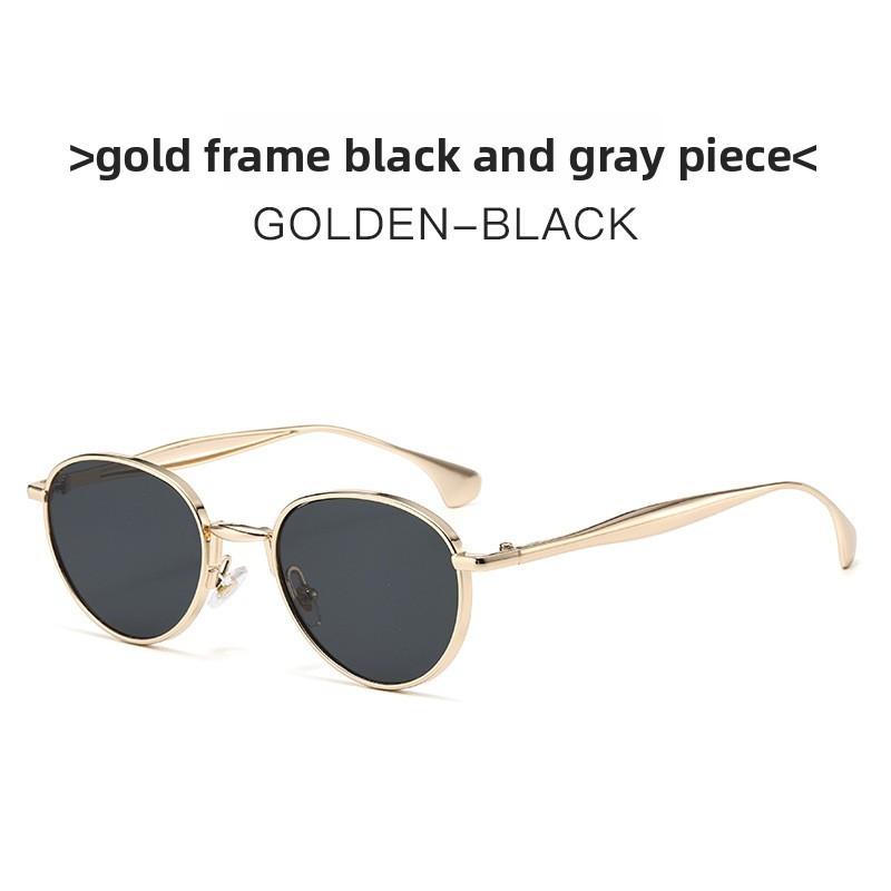 

Elliptical Metal Sun Glasses With Uv400 Protection For Fashionable Women And Men Gold Black Gray