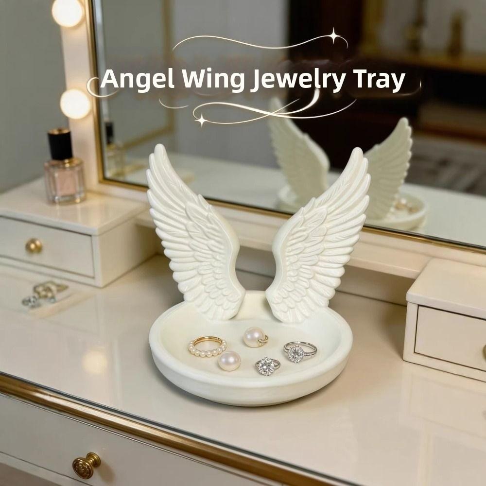 INS Jewelry Storage Tray Angel Wings Mini Key Tray Photo Prop Bracelets Organizer  Room Decor