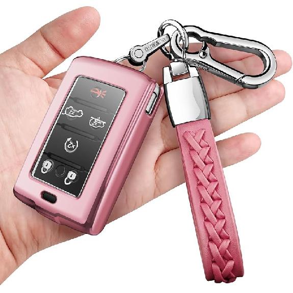 Autophone Compatible With Jeep Key Fob Cover With Keychain Fit For -2025 Grand Cherokee L Grand Wagoneer L Wagoneer Grand Cherokee L 5-6 Buttons