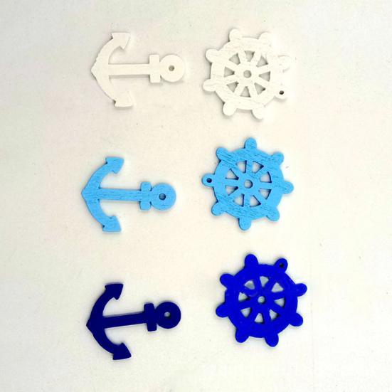 50 pezzi di colori misti stile blu navy mini ancora timone bottoni in legno ornamenti regalo