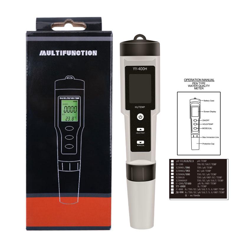 Hydrogen-Rich 4-in-1 pH Meter with ORP & Temp Backlit Water Quality Test Pen