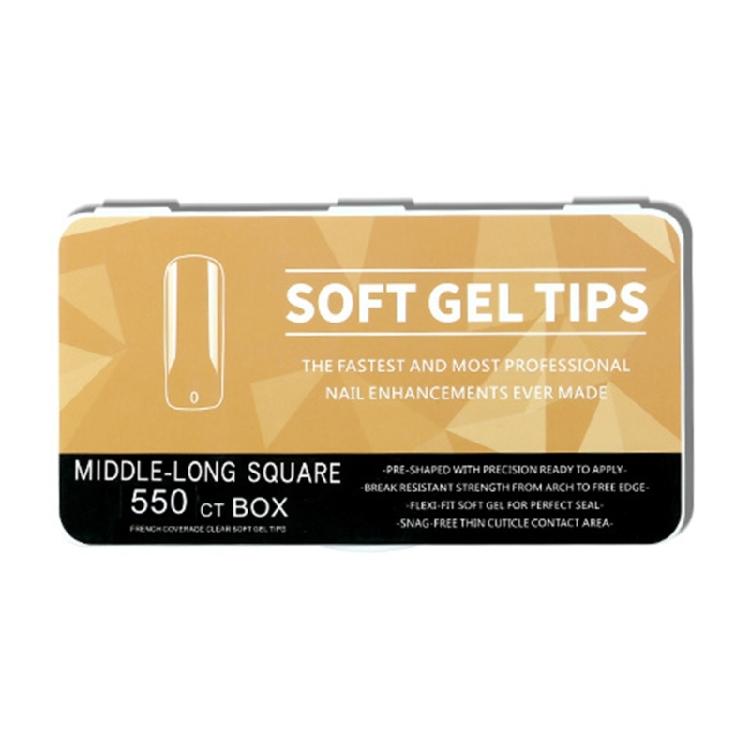 550x Преформированные акриловые типсы для ногтей Длинные типсы Full Cover Мягкие гелевые типсы Накладные ногти Полуматовые типсы для ногтей