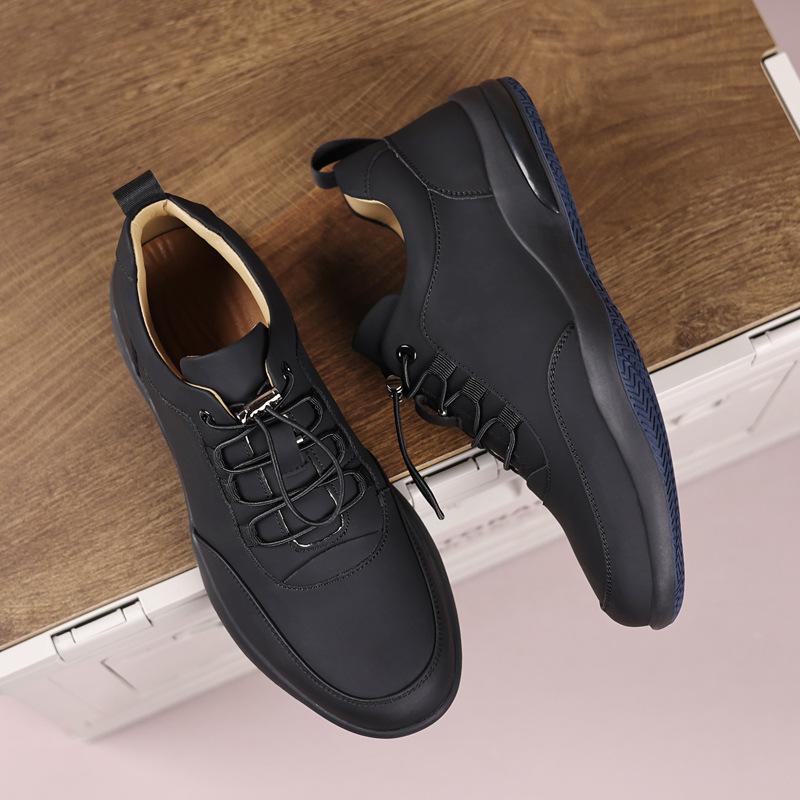2025 Autumn New Men's Business Casual Leather Shoes Men's Lace-up Free Thick-soled Non-slip Dad Shoes Single Shoes 2568