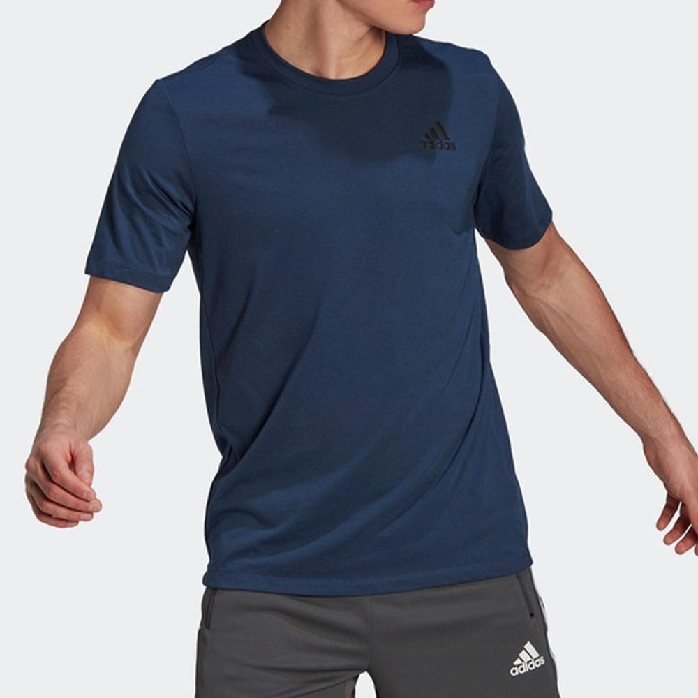 Adidas Solid Color Breathable Sports Crew Neck Short Sleeve T-Shirt Men Tops Dark-Blue GR0515