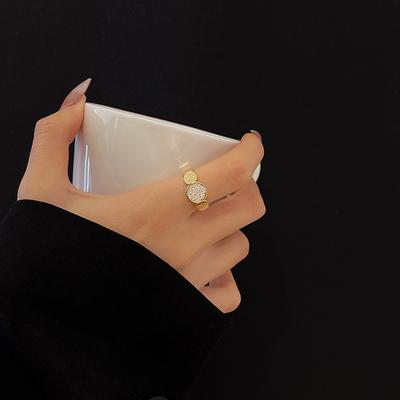Anneaux Manchette Plaqué Or Argenté Pavés Diamant pour Femmes Cuivre Zircone Face Plate Accessoire Doigt