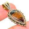 Natural Pietersite Gemstone TwoTone 925 Solid Sterling Silver Pendant 1.50" r4F78