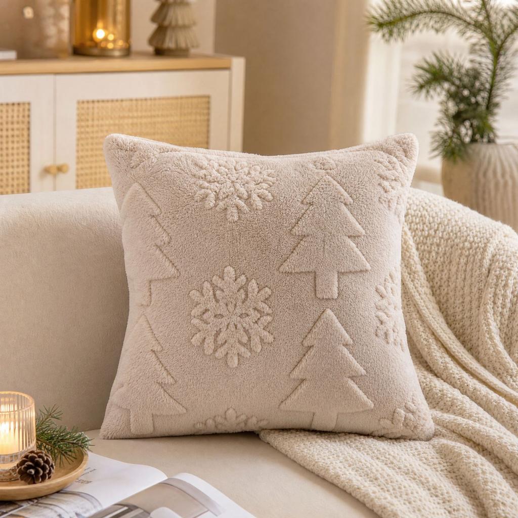 Christmas Snowflake Tree Decorative Throw Cover Soft Plush 1818 Inch