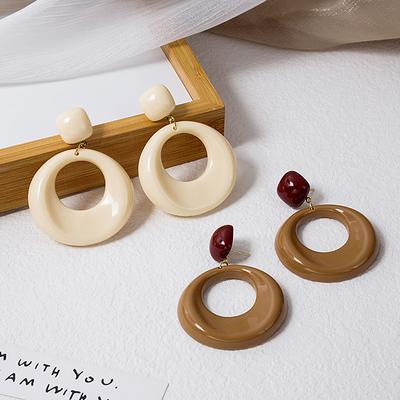 Acrylic Geometric Vintage Earrings Round Depression Irregular Circle Mature Girl Stud Earrings Jewelry
