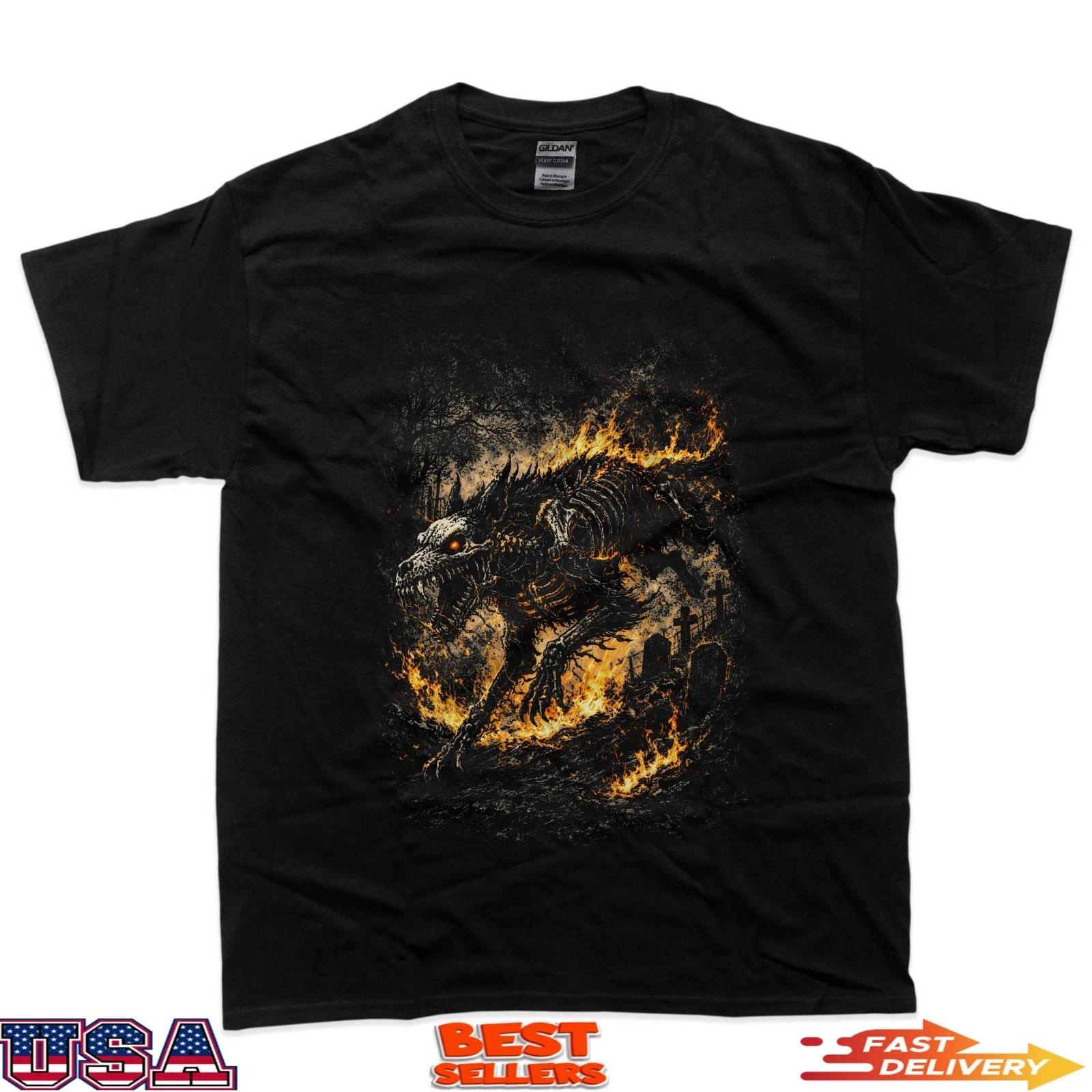 Hell Hound Dog Horror Undead Grave Goth Alt Alternative Art T-Shirt L