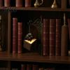 Luminous Pendant Desk Lamp Gothic Metal Bookends with Hanging Light, Cat Raven Ghost Decorative Retro Wrought Iron Book Ends Bookshelf Lamp,