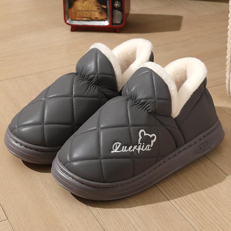 

Милые водонепроницаемые хлопковые сапоги с изображением медведя, женские однотонные зимние сапоги на толстой платформе, удобные пушистые короткие плюшевые ботинки 36-37