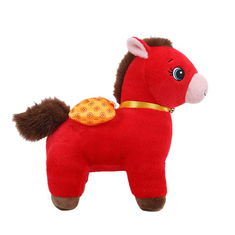 

1 шт. Живые милые настольные питомцы 2026 год Маскот Красная лошадка Плюшевые игрушки Уютная Зодиакальная кукла-лошадка Праздничный подарок 20cm