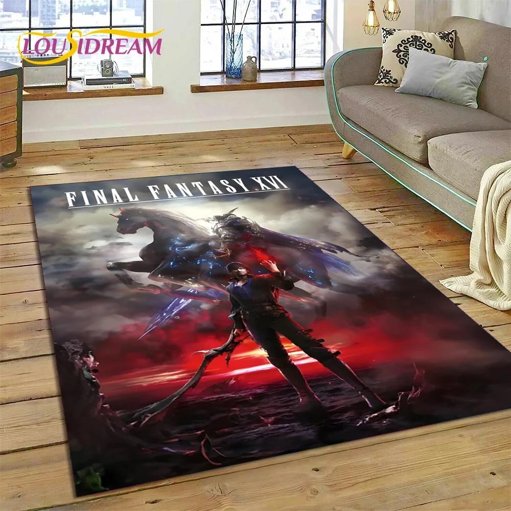 Final Fantasy Serie Spiele Cartoon Teppich für Wohnzimmer Schlafzimmer Heimdekoration, Bodentuch Rutschfest Dekoration für Sofa Fußmatte