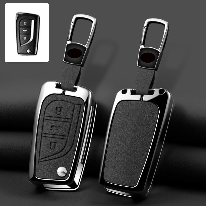 Zinc Alloy Leather Car Key Case For Toyota Auris Corolla Avensis Verso Yaris Aygo Scion Tc Im Camry Rav4 Forturner Hilux Key Fob