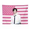 Park Sunghoon Pink American Flag Tapestry Kpop Idol Flat Print Wall Hanging Fan Merch Decor for Bedroom Dorm Concert