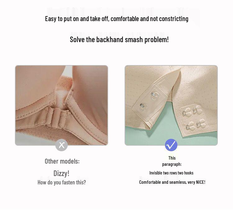 Women's Seamless Bra: Enhances Small Chest, Side Support, Anti-Sagging, Front Closure, Sexy & Comfortable with Beautiful Back