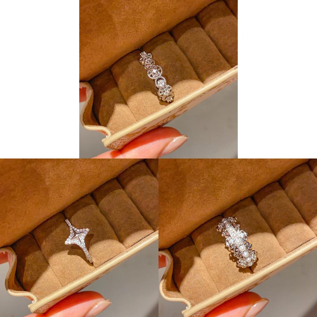 Copper Zircon Decorated Circle Ring With Geometric Design For Ladies