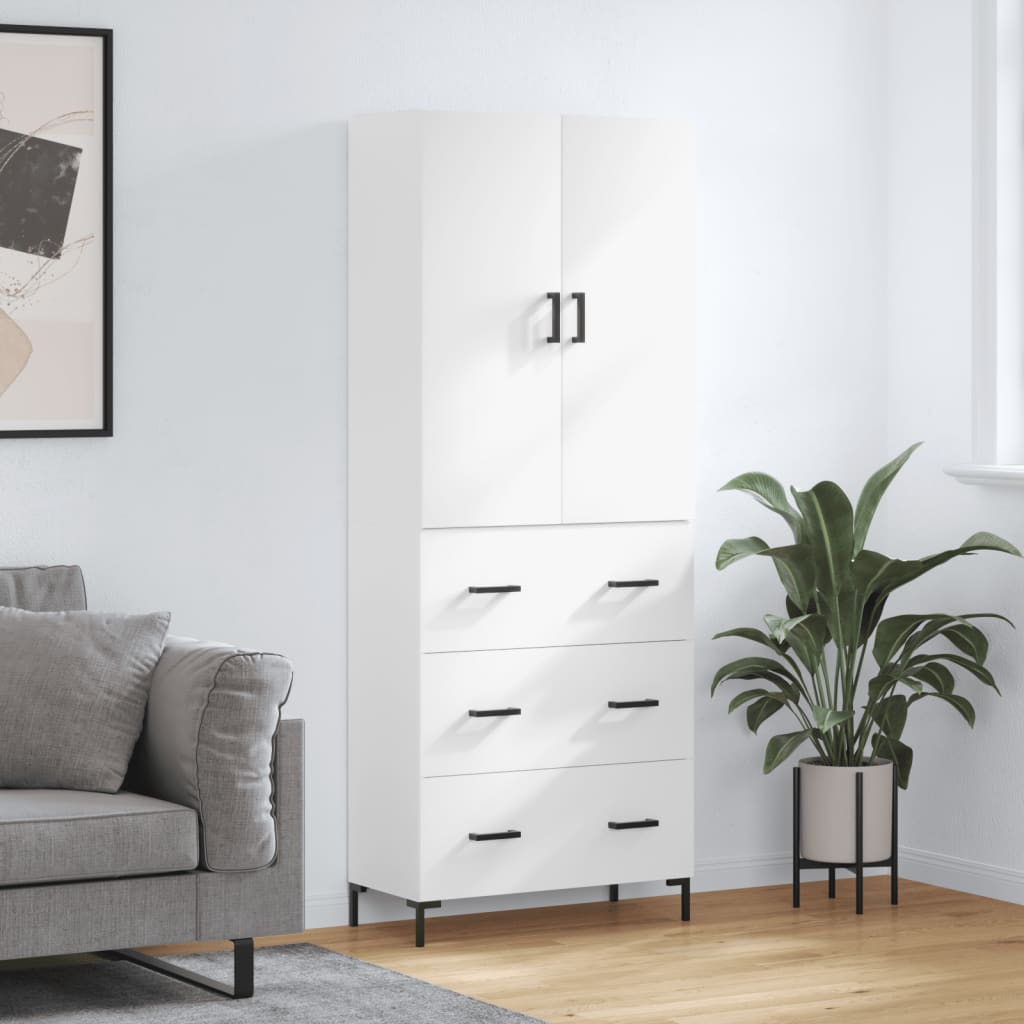 Highboard White 69.5 x 34 x 180 cm Particleboard