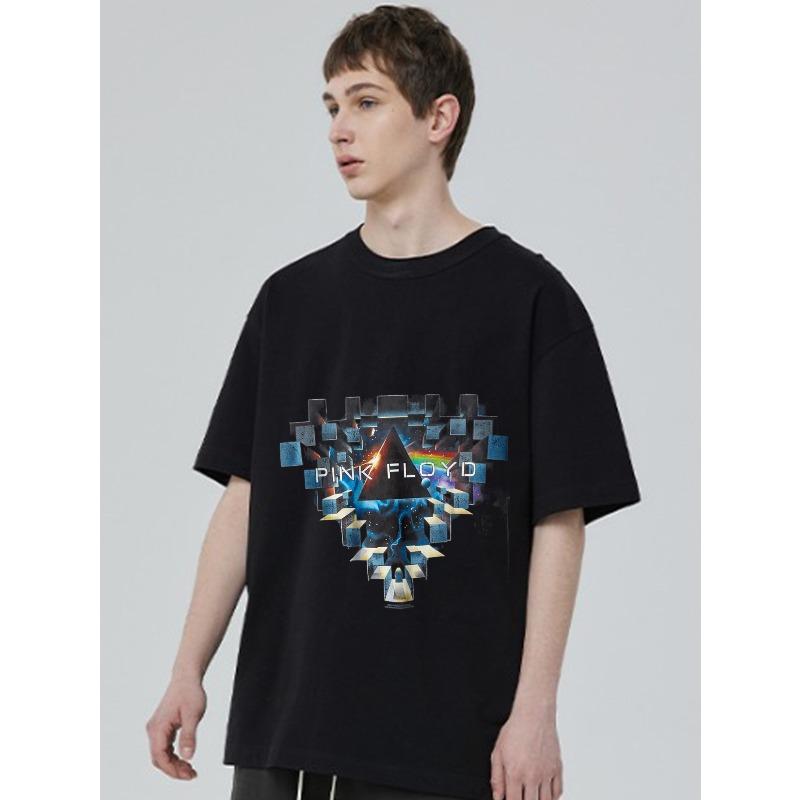 Pink Floyd Black T Shirt with Prism and Rainbow Print for Music Fans and Casual Wear