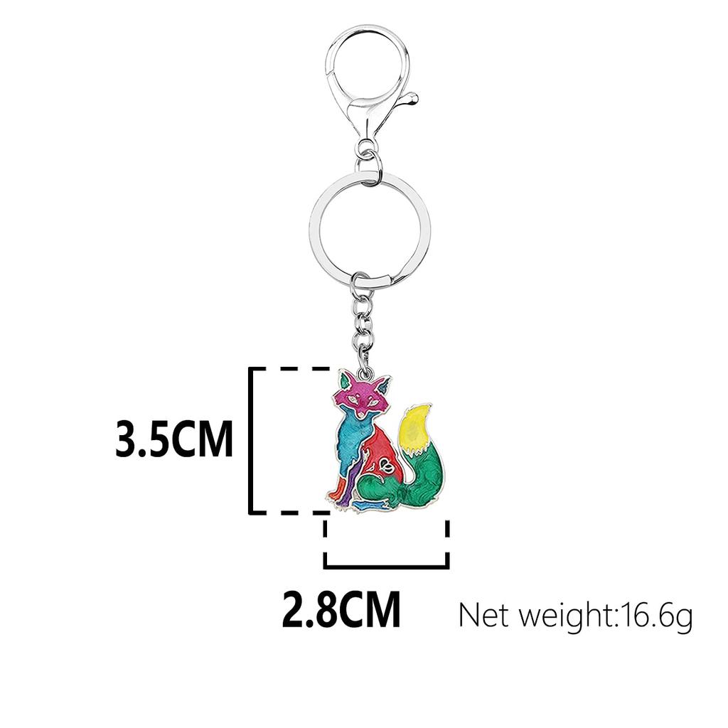 WEVENI Enamel Alloy Cartoon Fox Keychain Charm, Cute Jewelry for Women and Girls, Bags, Wallets, and Cars, Multicolor, 35mm X 28mm