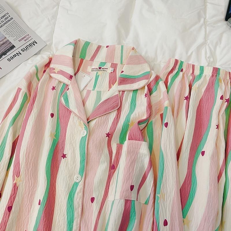 Women Pajamas Set Autumn Sleepwear Pajama Set Nightgowns Casual Comfortable Button Down Top and Pants