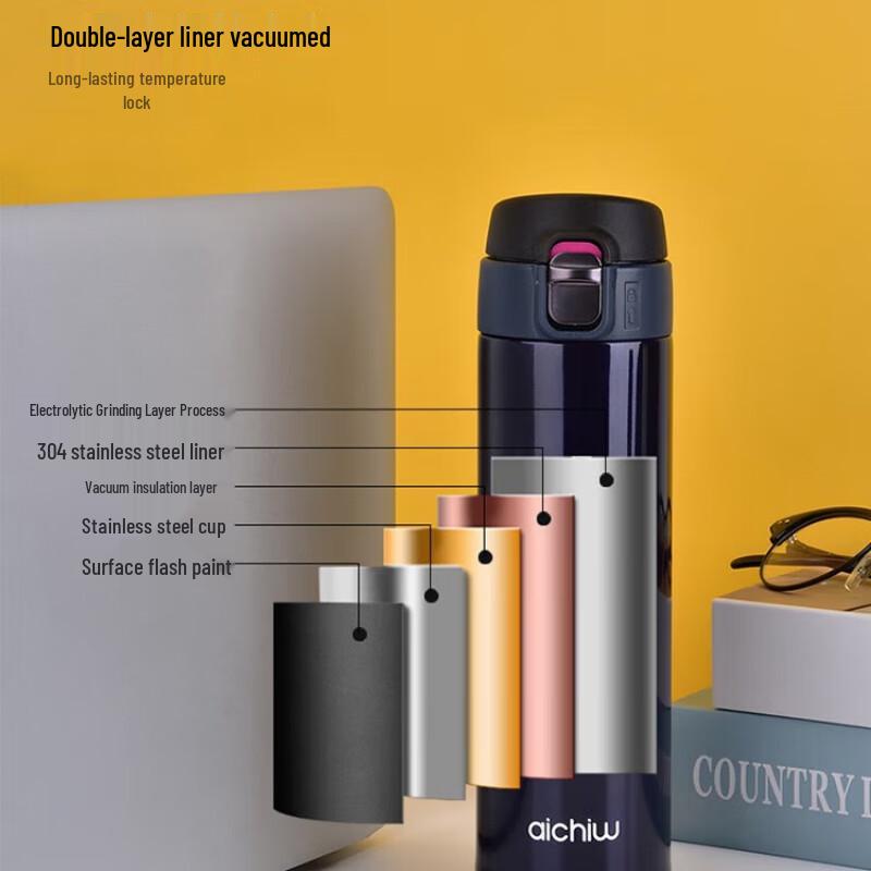 Aichiw 480ml Portable Stainless Steel Insulated Water Bottle