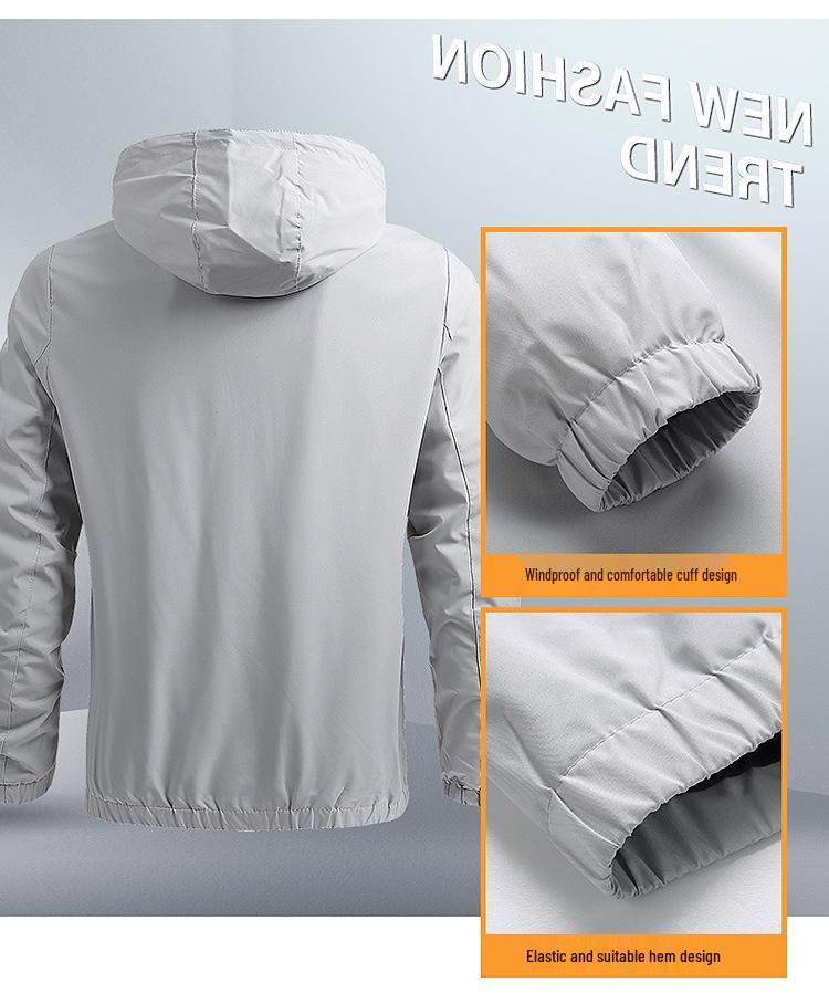 Giacca con Cappuccio da Uomo Taglie Forti Stile Coreano - Colore Unito, Manica Lunga, Collo a Revers, Nuovo Capospalla Primaverile