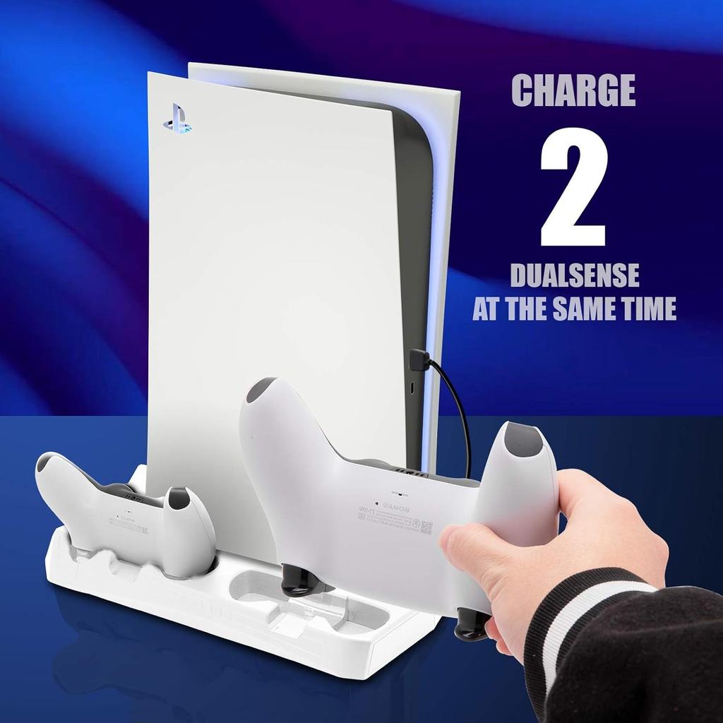 PS5 Cooling Fan, PS5 Cooler, Vertical Stand for Playstation5 Digital Edition & Ultra HD Game Console with Dual Charger Indicator USB Ports for PS5