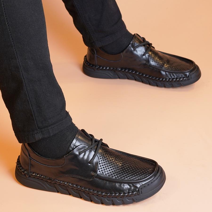 

Casual leather shoes men s spring and autumn new leather soft sole non-slip fashion versatile one-pedal loafers Doudou shoes 44